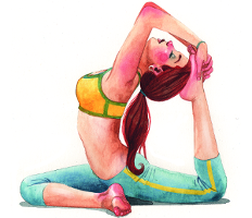 Ilustración de una mujer practicando yoga