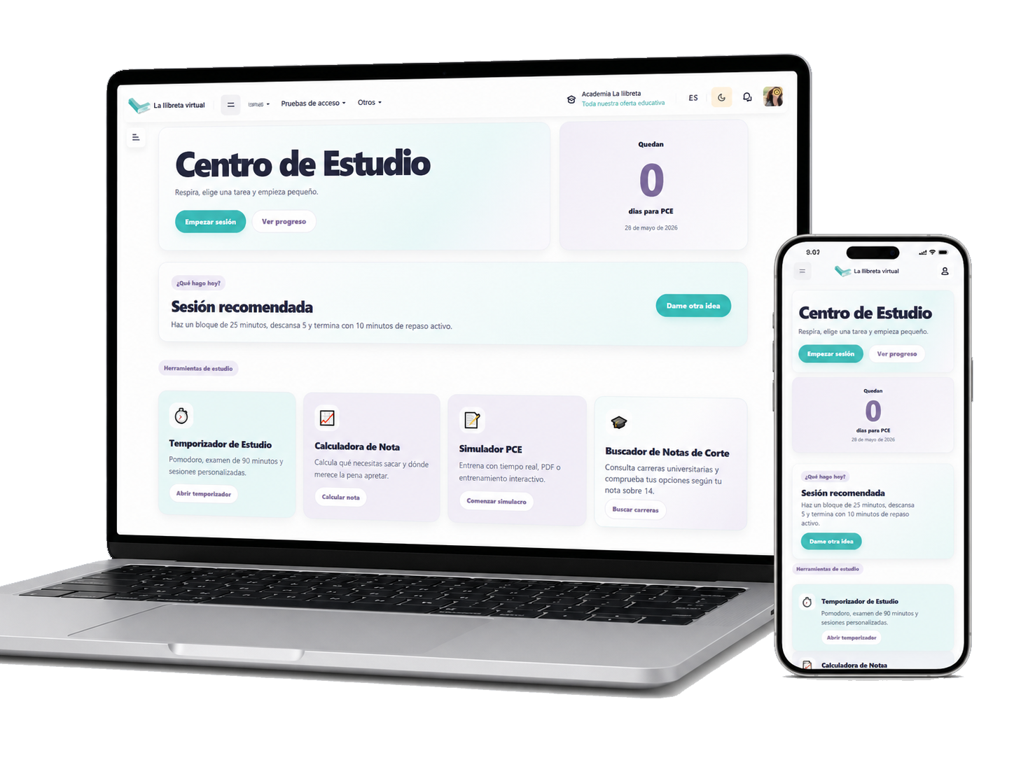 Vista del aula virtual de Academia La Llibreta